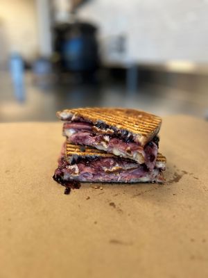 Ham and Brie with Blackberry jam.