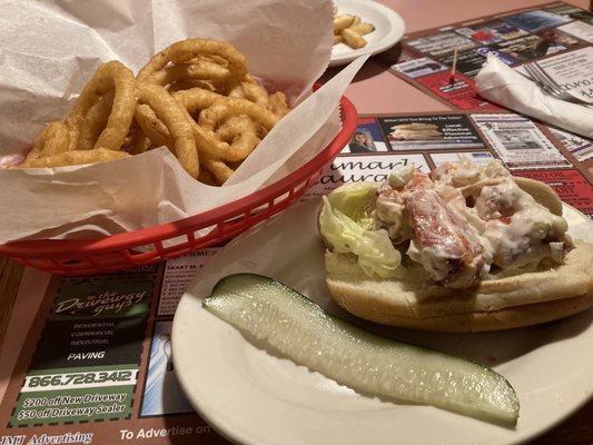 Onion rings and lobster roll special