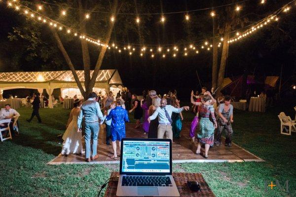 Dance floor in the back pecan grove!