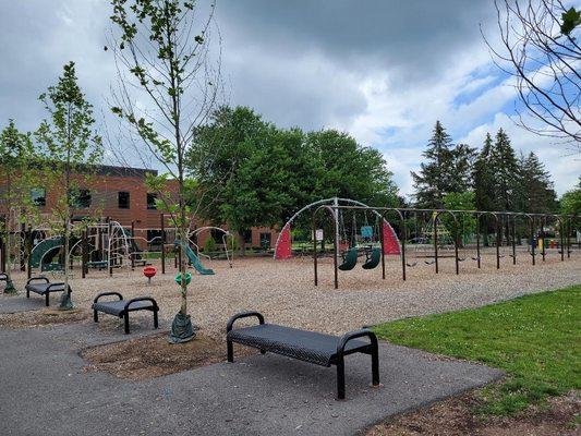 Benches and playground