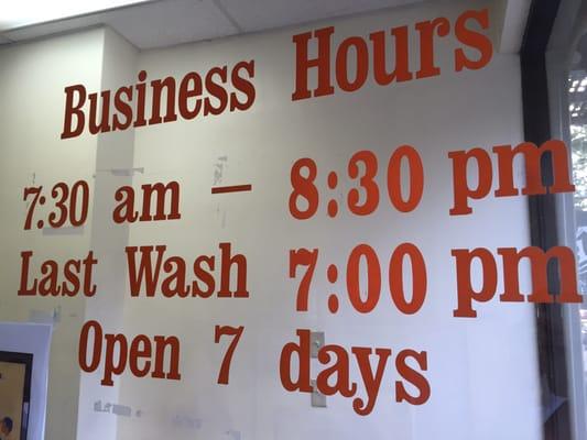 NEW business hours. Last wash at 7p. Closed Memorial Day.