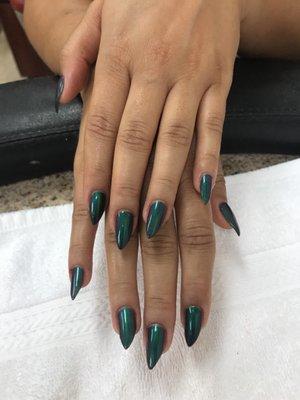 Natural nail with it shaped and colored! Beautiful salon I have been going here for years. You won't be disappointed.