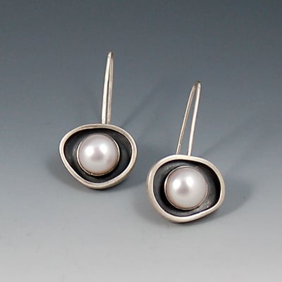 Pearl and silver earrings by Shelley Roberts