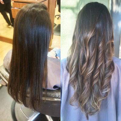 Subtle balayage on dark hair