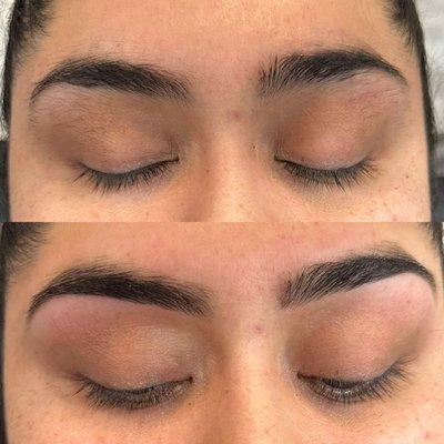 Eyebrow threading and tinting