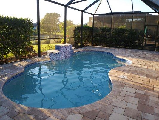 Pool Renovation, added Water Feature, Naples, Florida