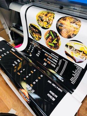 Digital printed menu