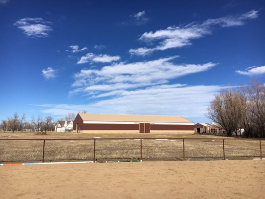 Our 160x66 indoor arena with sand/rubber footing.