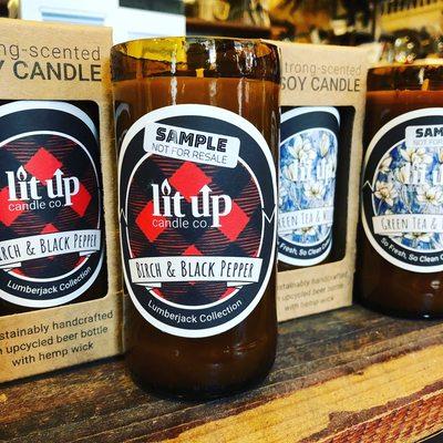 Up cycled beer bottle candles