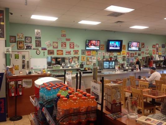 The counter next to the kitchen