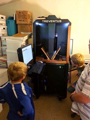 They are currently digitizing their 40,000 volumes. This scanner can handle 2,500 pages per hour.