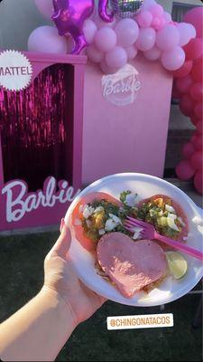 Barbie parties with pink tacos