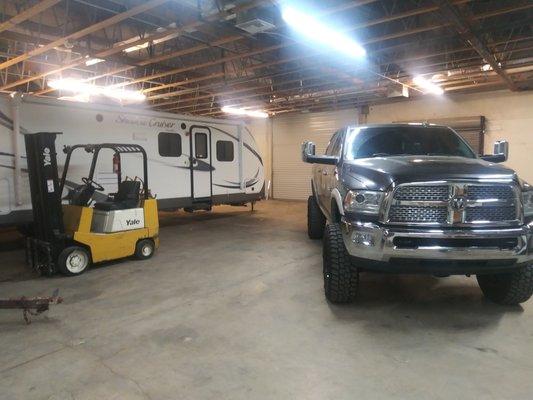 Travel Trailer in for Roof Coating and Sealants.