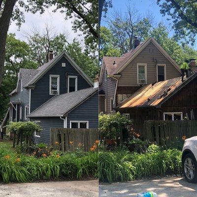 Roof replacement, Siding and gutters.