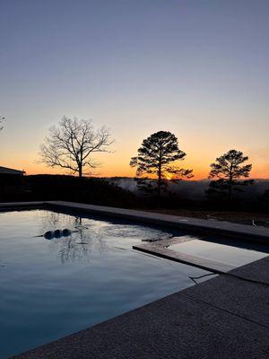 Enjoy our pool and hot tub at sunset