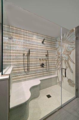 Custom large frameless shower door