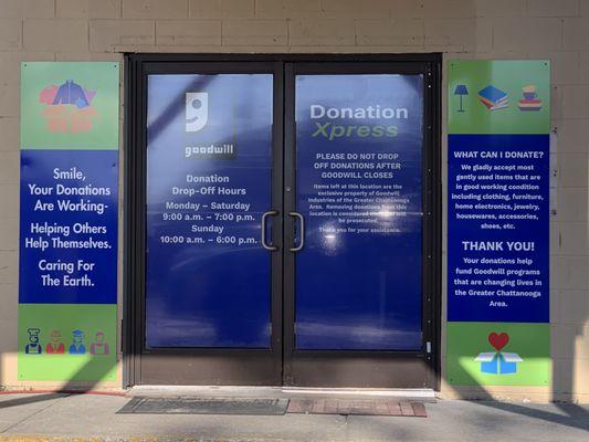 Donation Door at the Dayton Goodwill store