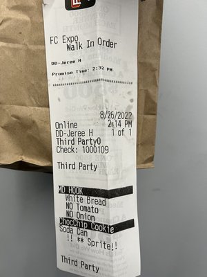 The order I received