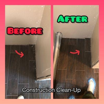 Construction clean up, paint removal from floors