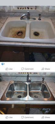 Before and after sink installation