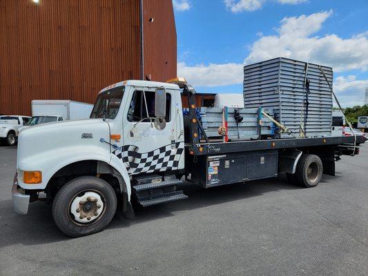 Truck number #1, hauling staging and production equipment.