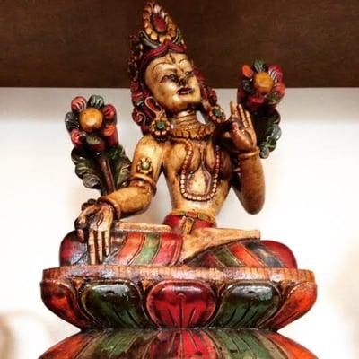 Hand-carved White Tara statue from Nepal