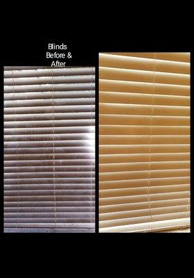 Blinds before and after cleaning.