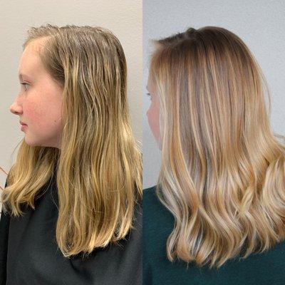 Beige balayage on a new client