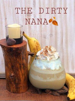 The Dirty Nana Frappe is chai, caramel, quality espresso and a banana. This drink is seasonal so don't be afraid to inquire.