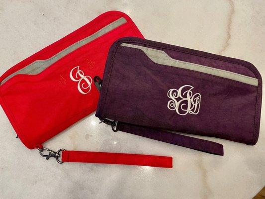 Monogramed travel wallets