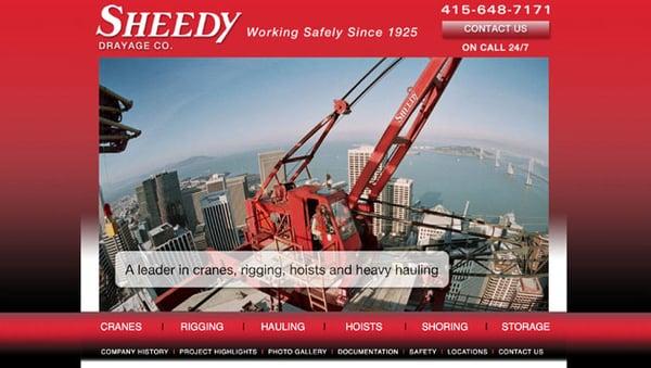 Website design and implementation for Sheedy Drayage Co., one of northern California's leading crane, rigging and heavy hauling contractors.