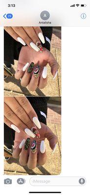 Nail technician Antisha did design looks very pretty.