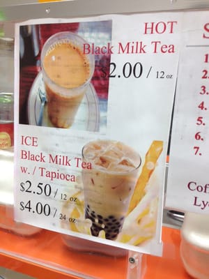 Black Milk Tea in hot and cold.