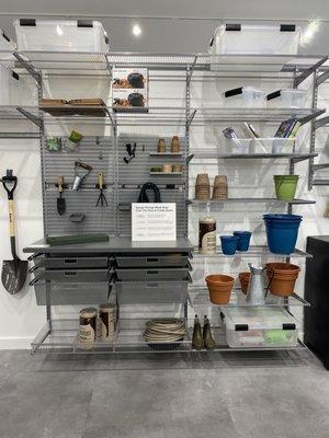 Display on how to organize garden tools in your garage