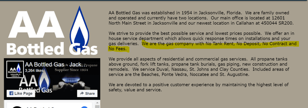 This is not true. They charge 65.00 yearly fee if you don't purchase a full tank of propane from them every year