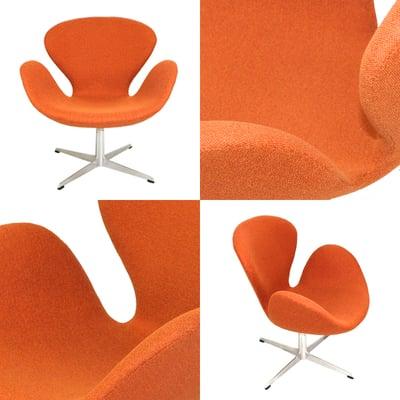 This Swan Chair is ready to fly home in its new orange look!  #eero #eerosaarinen #swan #swanchair #chair #furniture #modrestoration #mod