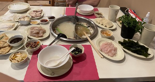 Mongolian, Herbal Broths, and Scallion pancake