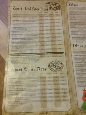 Menu * Prices changed