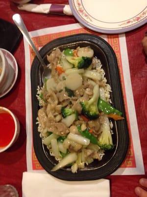 Chicken sizzling rice dish!