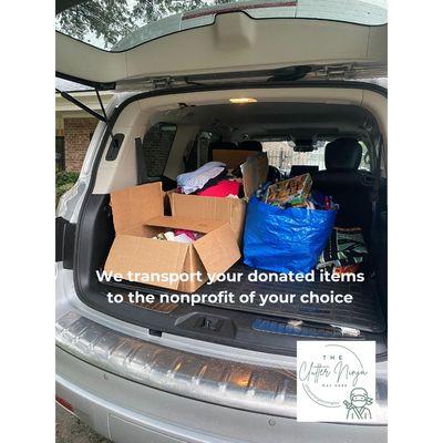 We remove what you're not keeping and deliver to the Salvation Army or the non-profit of your choice.