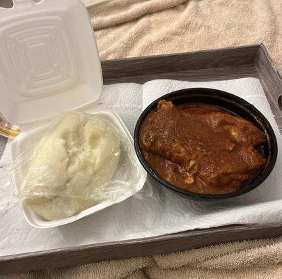 Chicken Stew and Pounded Yam