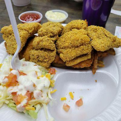 Catfish & Shrimp combo w/fries & salad