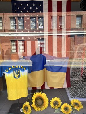 Supporting Ukraine. Sparkly clean windows so could not get photo without reflection