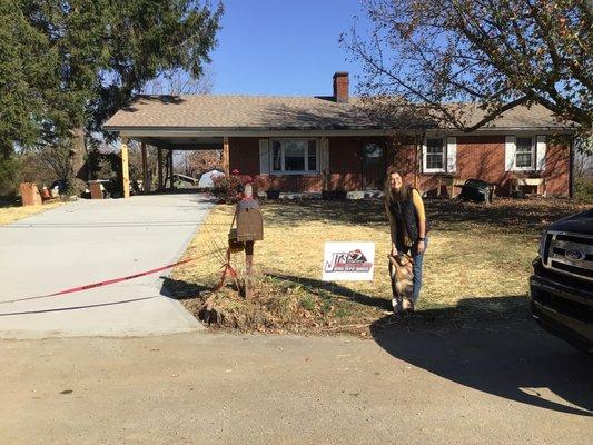 New driveway cedar post and new concrete in car port