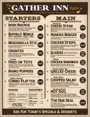 Lunch and Dinner Menu