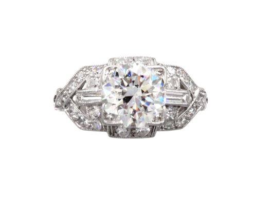 Platinum Art Deco Old European Cut Diamond Ring