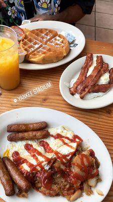 Belgian Waffle with bacon Breakfast Breakfast Sampler