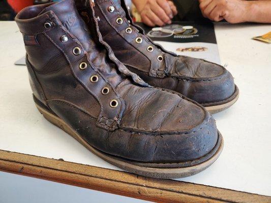 Danner work boots before resole. About 1 year of use.