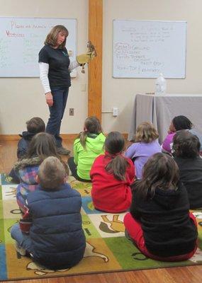 School and group programs include an animal presentation, so students/visitors can observe species closely and learn to respect animals.