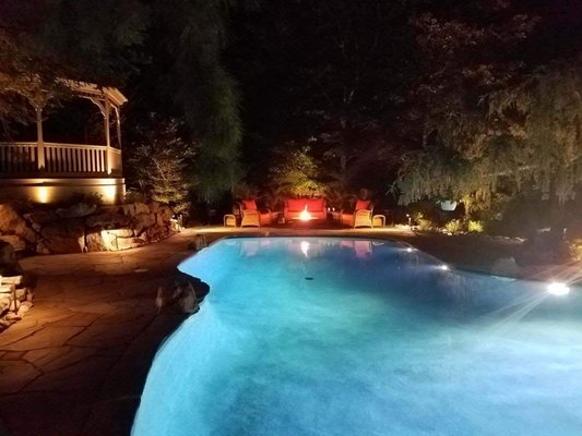 Natural Look Pool with fire pit and Gazebo